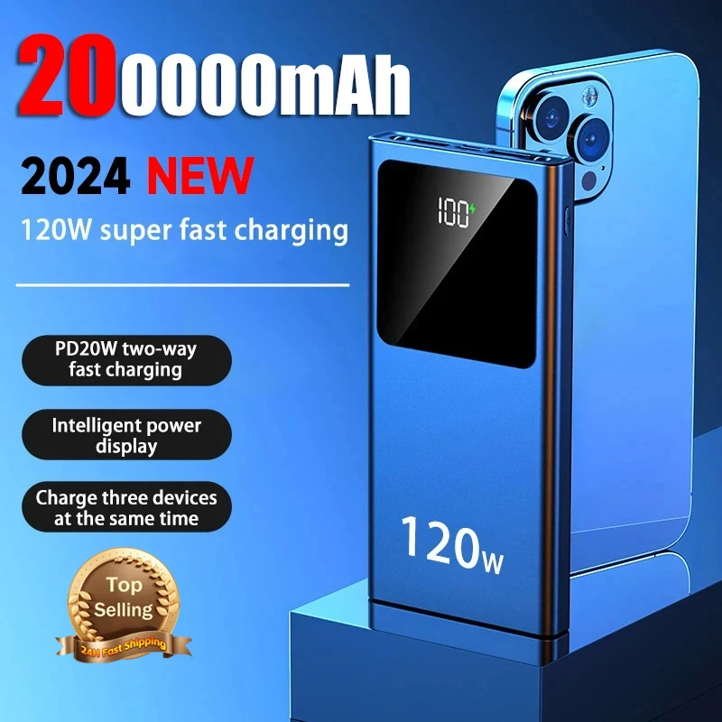 200000mAh Power Bank Super Large Capacity 120w Super Fast Charging Portable External Battery Mobile Phone Accessory FreeShipping