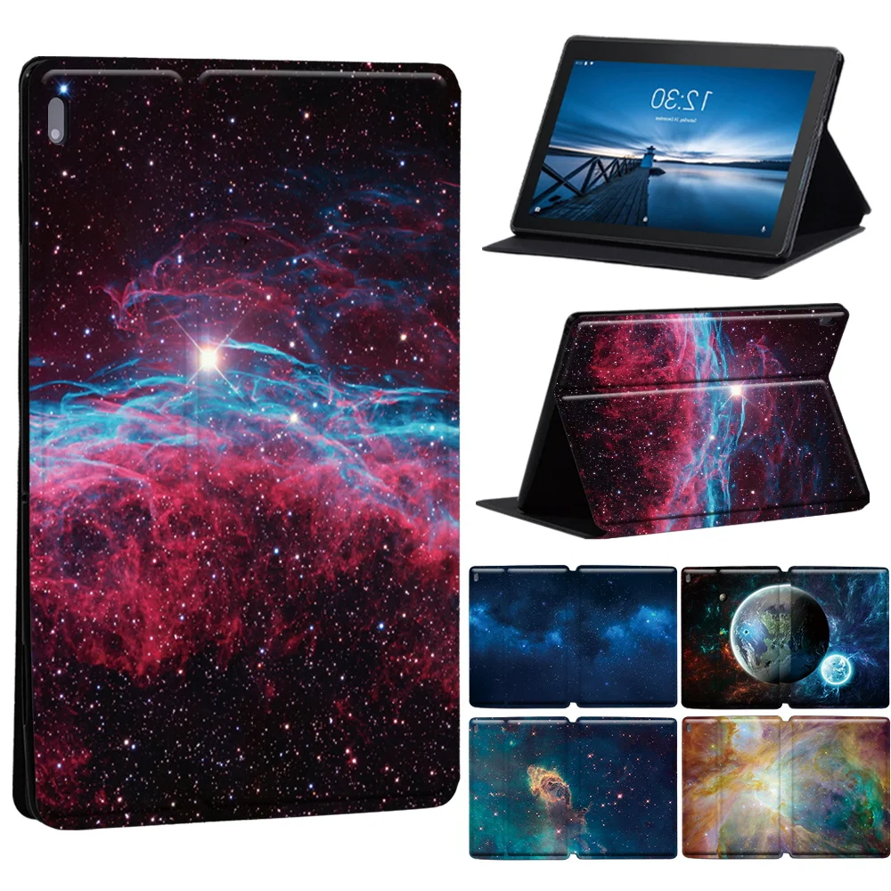 For Lenovo Tab M7/M8/M10 Fhd Plus Space Pattern Tablet Case Lenovo Tab E10/Tab M10 High Quality Leather Stand Cover + Stylus