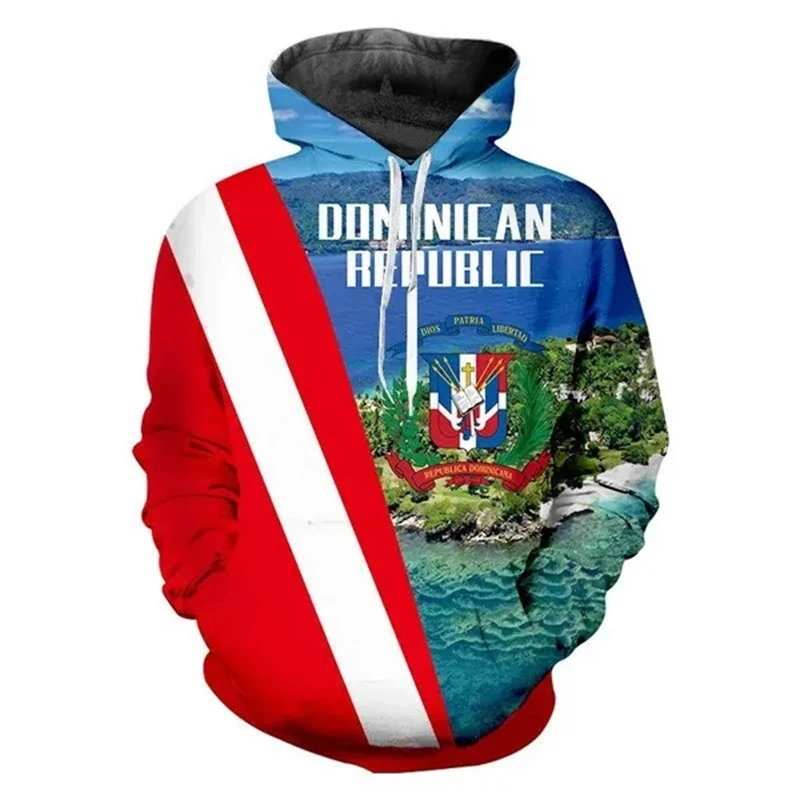thumbnail image 1 of Sudadera con capucha con estampado 3D de la bandera de República Dominicana para hombre y mujer, ropa de calle, cómoda, de talla grande, 1 of 4