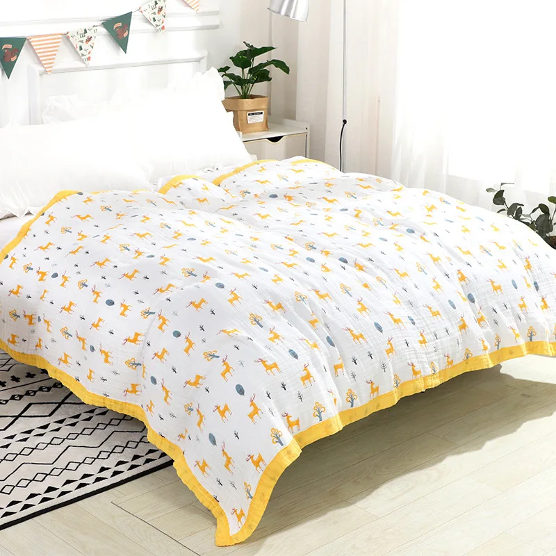 150x220cm gauze towel quilt children's Breathable cotton double-layer air-conditioning blanket adult nap blanket summer bedding