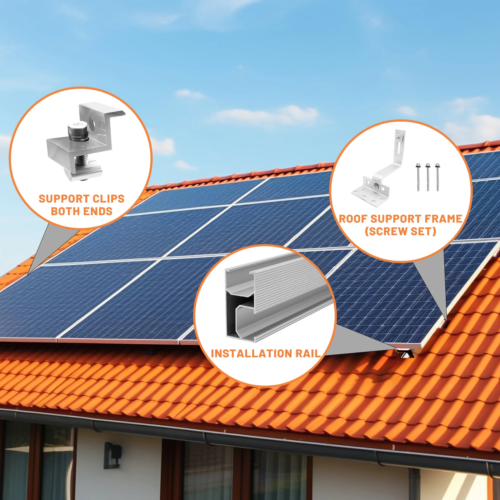 Solar Panel Mounting Set CP-SETUNO Photovoltaic Mounting Rail 1/2/4 Solar Panel 300 mm Aluminum Rail 30/35 m