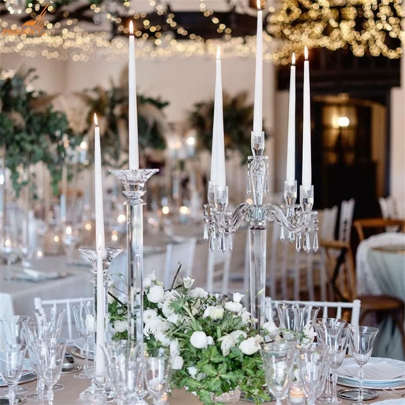 HotSaleTallCandleHolder5HeadsCrystalCandelabraForWedding