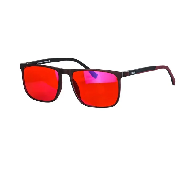 SHINU marque bon sommeil lumière bleue bloquant les lunettes hommes lentilles rouges Anti lumière verte éliminer la fatigue oculaire lunettes Bluelight 1
