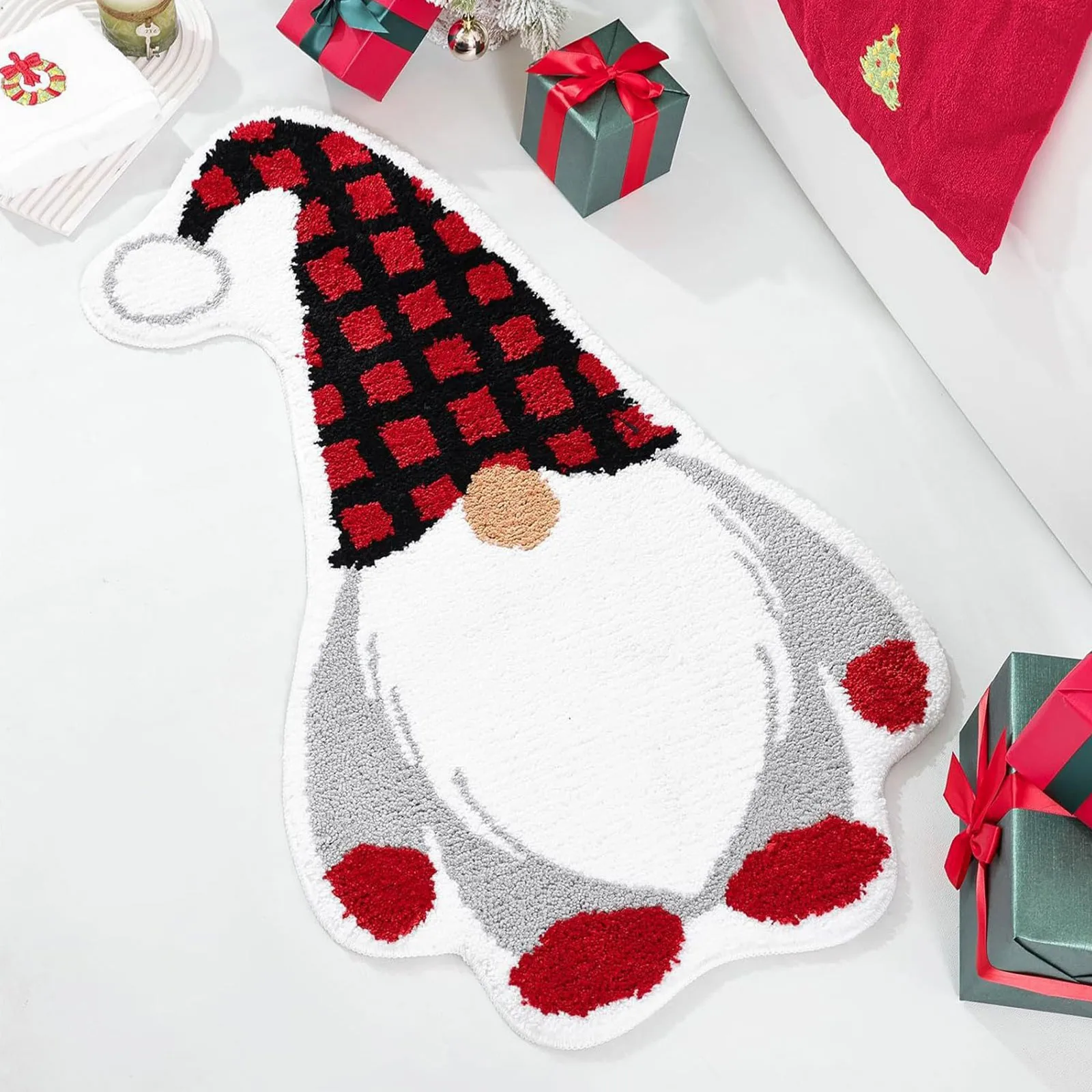 40x60cm Christmas Themed Cartoon Bathroom Mats Cute Xmas Tree Claus Anti-Slip Floor Rugs Shower Room Doormat Machine Washable