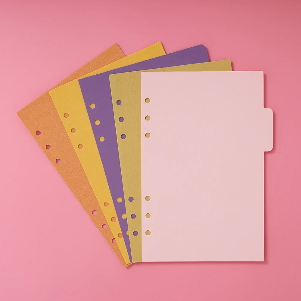 5 pcs/set Binder Index Dividers A5/ Personal size Notebook Inner Pages Separator Diary Planner Paper Category Pages Stationery 5