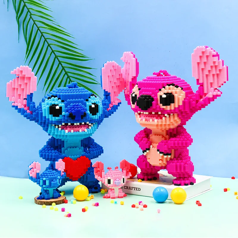 2570pcs+ HC1046 Reading Stitch Diamond Building Block Micro Lilo & Stitch  Figure Cute 3D Model For