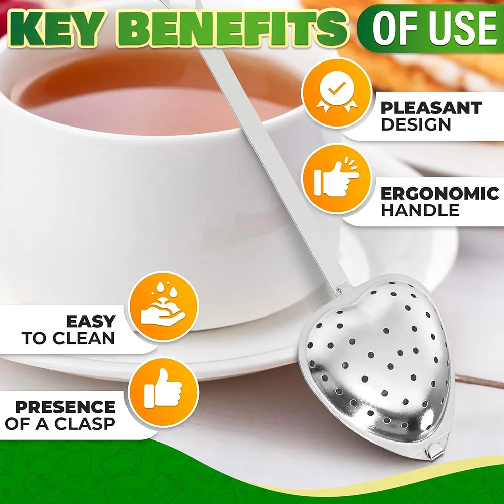 10Pcs Stainless Steel Tea Infuser Spoon Loose Tea Spoon Heart Steeper Fine Mesh Strainer tea infuser