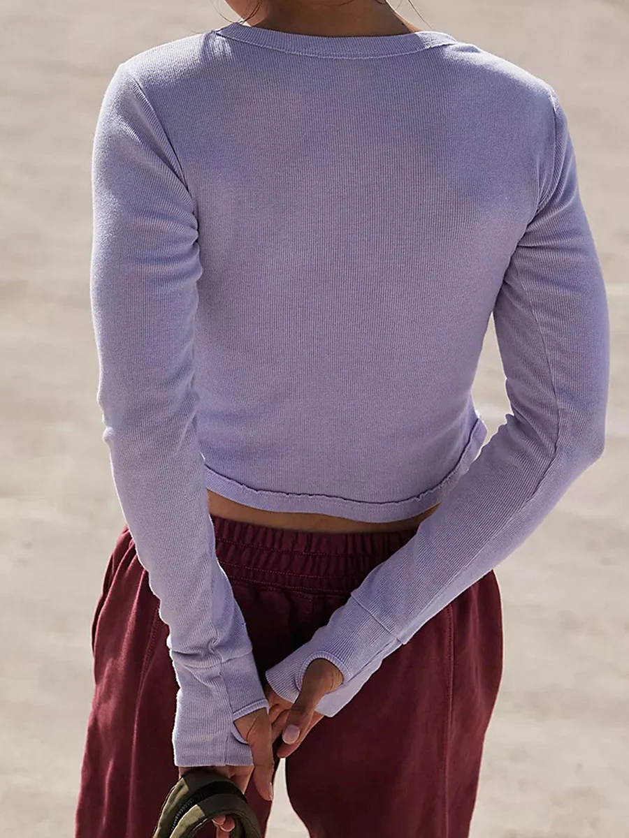 

Женская футболка с длинным рукавом и круглым вырезом