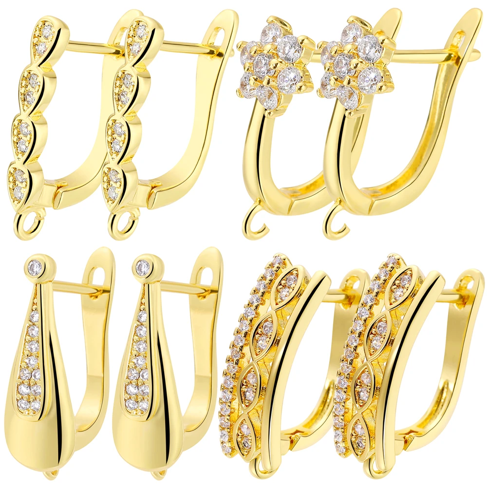 Juya DIY Luxury Women's Earring Making Material 18K Real Gold Plated