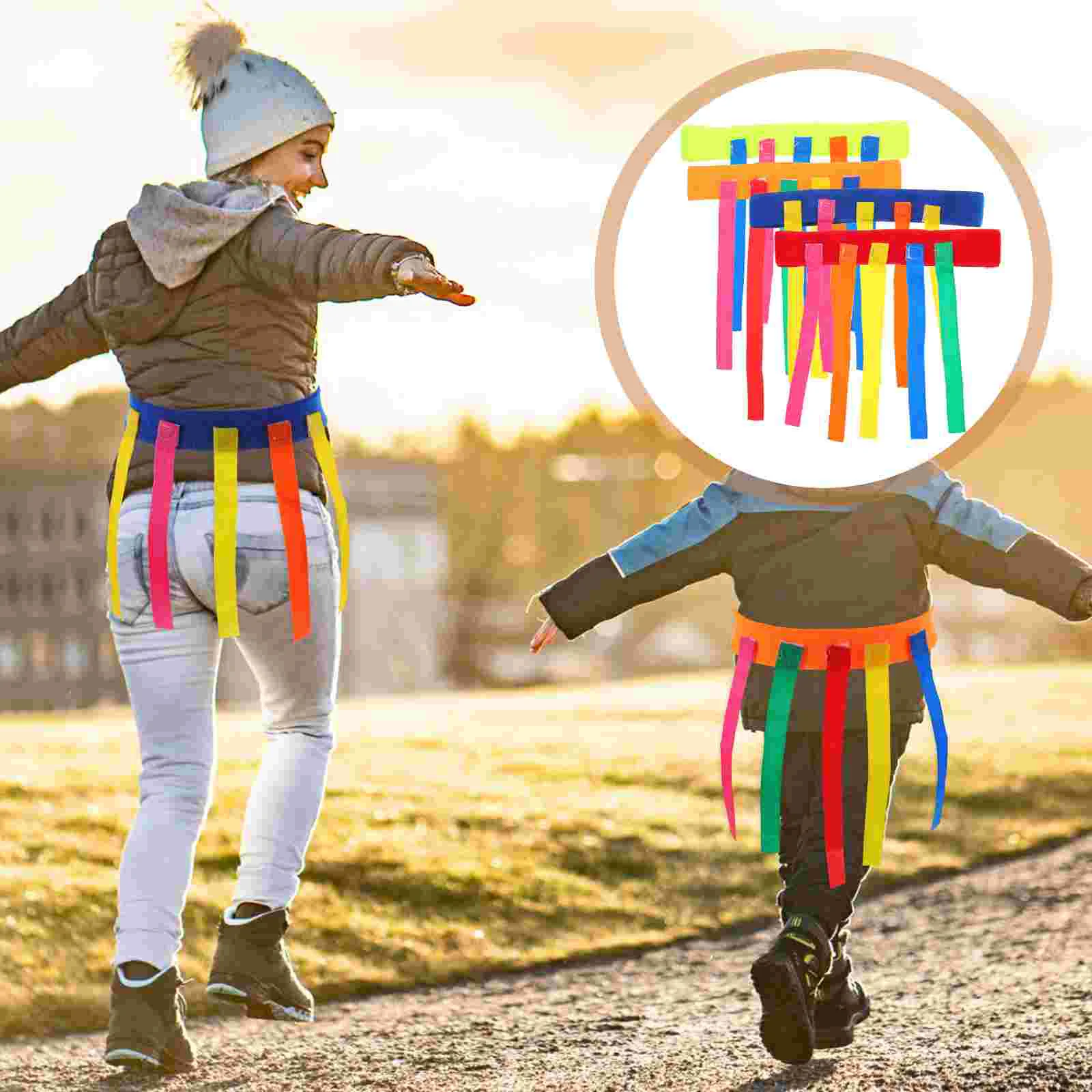 4pcs Ribbon Kite Waist Belt Band Ribbon Tail Catch Game Prop Sensory Learning Educational for Children Kids 1 2m flying bird kites flat eagle kite children fiberglass rod support garden cloth outdoor toys bird repelling prop kids gift