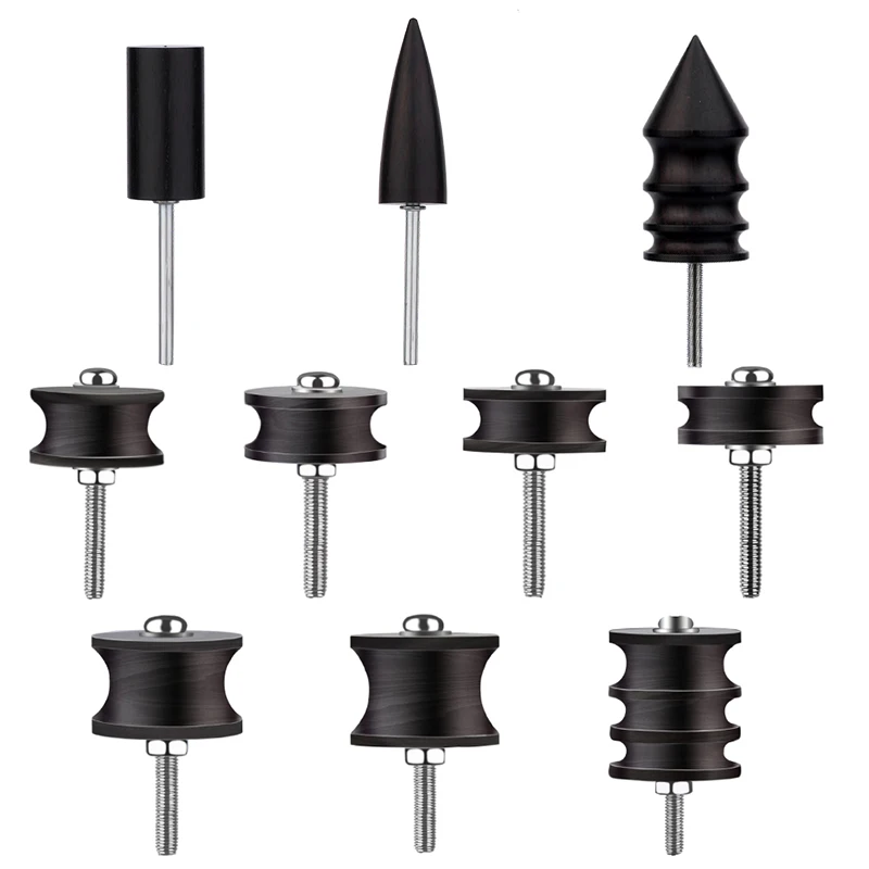 

LMDZ Black Ebony Wood Leather Burnisher Polished Rods, Leather Craft Edge Slicker Tool Electric Polished Tip Head DIY Rotary Set