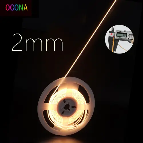 Ultimate Thin 2mm COB LED Strip Light for DIY Craft Cabinet Shelf 12V Filament Warm Cool White Flexible Linear Tape Lights Bar