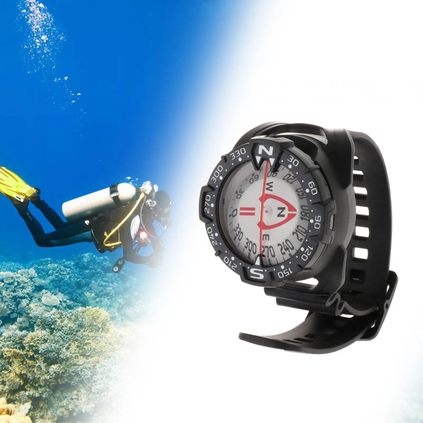 Underwater Wrist Mount Compass Scuba Diving Compass for Emergency Survival