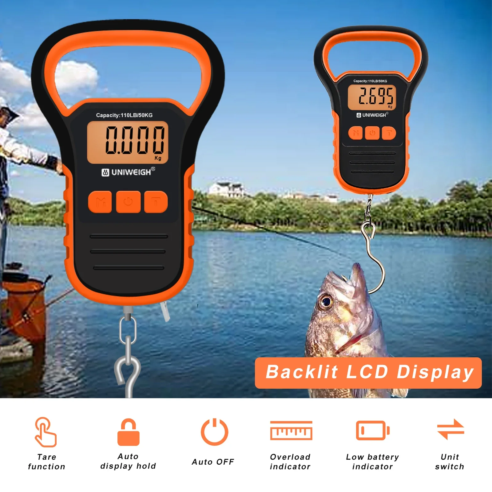 Mini Digital 50kg Luggage Scale LCD Handheld Traveling Hand Luggage Scale Portable Electronic Scale,Fishing Tools