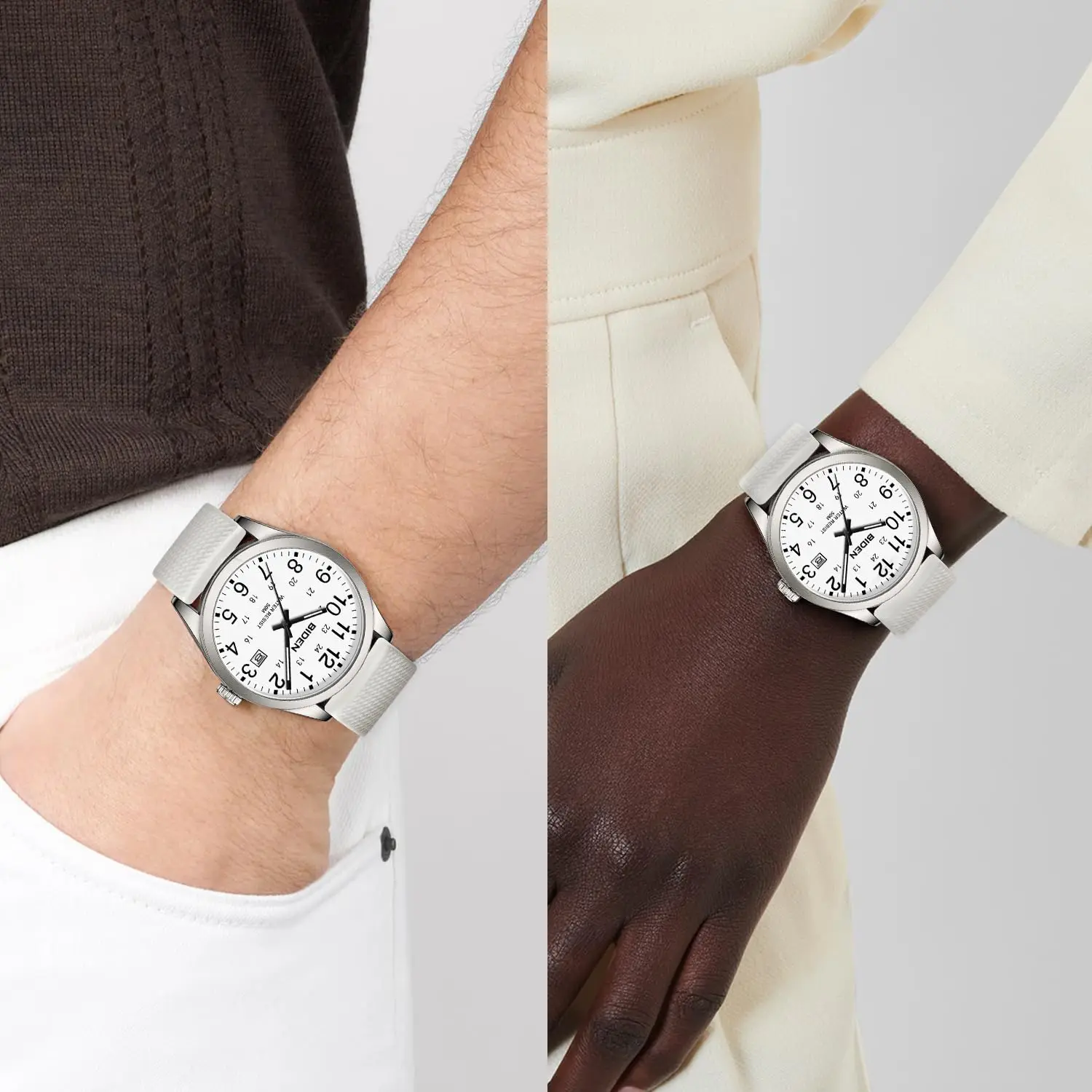 BIDEN Simple Casual Men's Quartz Watch Digital Edition Waterproof Calendar Luminous Silicone Strap Comes with Watch Box 4