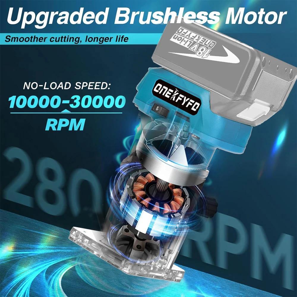 Brushless Electric Trimmer Router for Makita 18V 5 Speed Adjustable Woodworking Electric Trimming Engraving Machine Wood Router wood router,woodworking tools