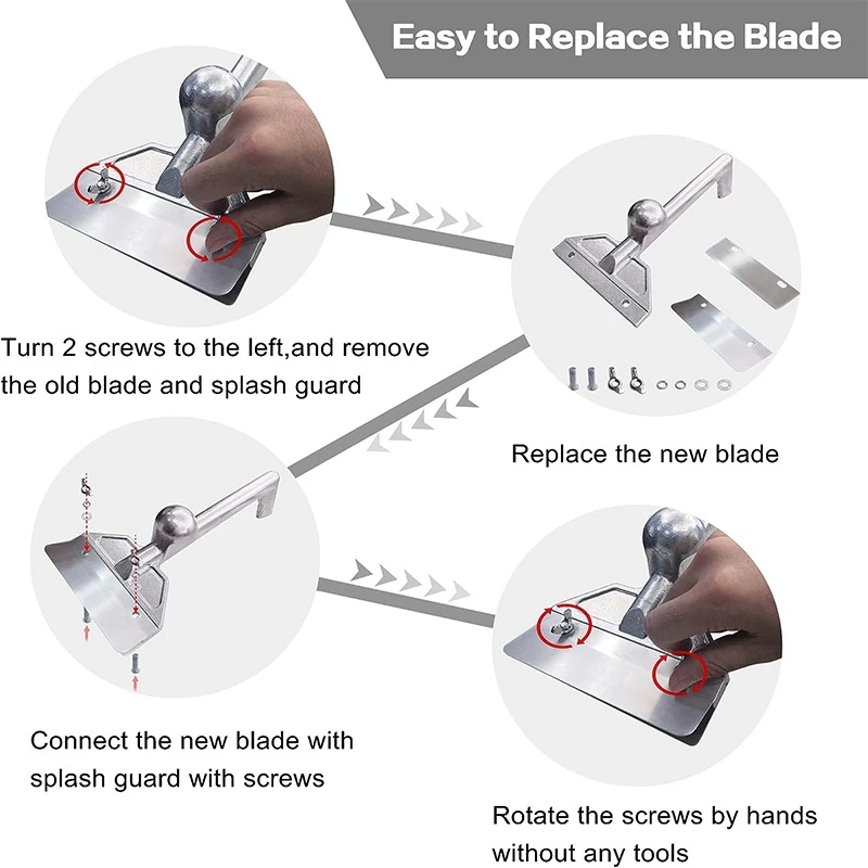 4-Pack Grill Replacement Blades Stainless Steel Grill Squeegee Heavy Duty Outdoor Cleaning Tool Silver