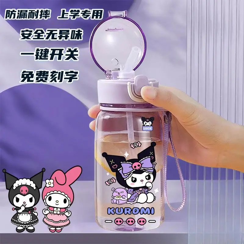 

Sanrio Kuromi Hello Kitty Anime Children Water Cup School Summer Cute My Melody Pochacco Cartoon Bottle Gifts Toys for Kids