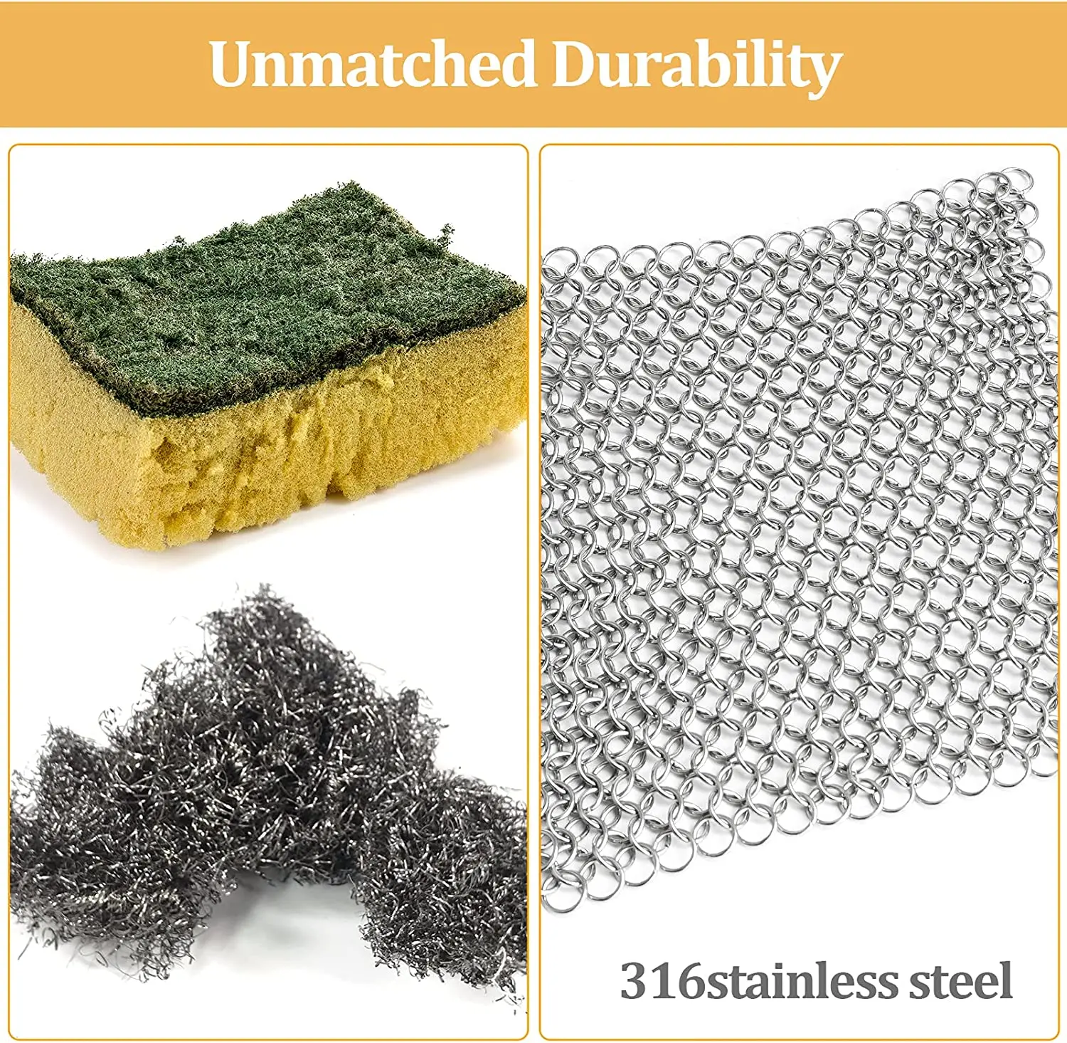 Leeseph Kitchen Cleaning Ring Stainless Steel Cleaner Chainmail Scrubber Accessories Reusable Washing Net Cleaning Tool for Home 4