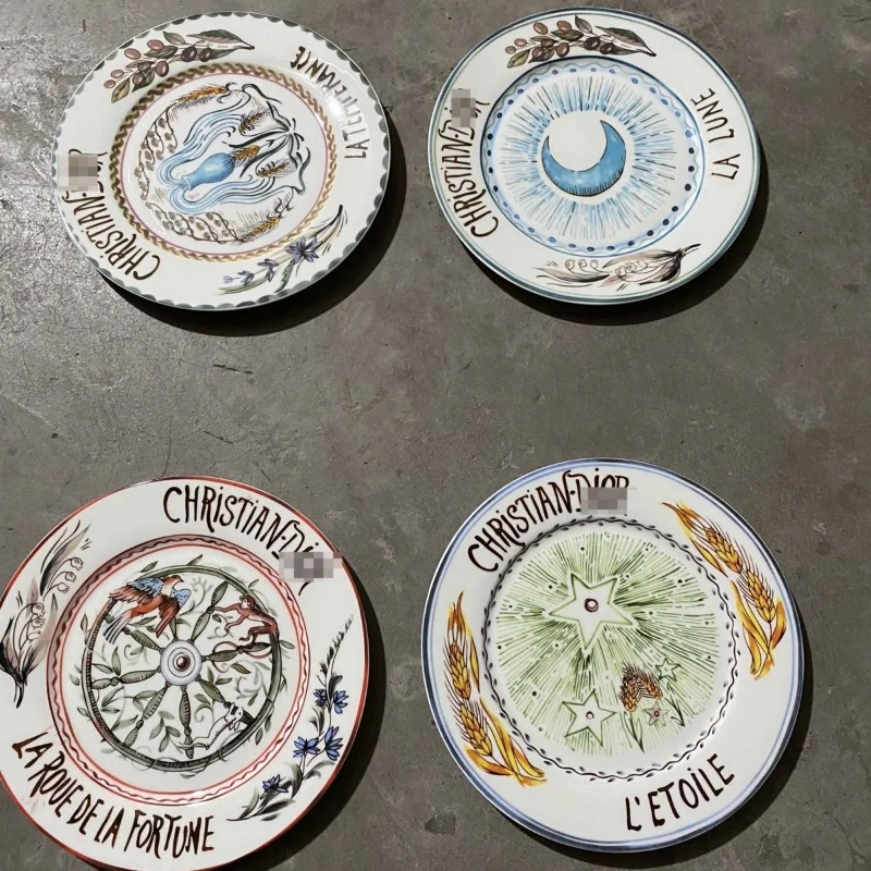 Creative Ceramic Steak Plate 4pcs Set Combination Household Hand-painted Western Food Plate Salad Ceramic Tableware