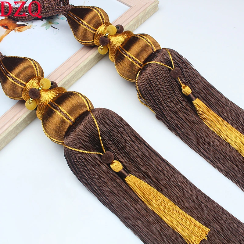 

2 шт. коричневый аксессуар для штор, подвесной ремень с шариком, синий/искусственный занавес, кисточка, застежка-держатель для штор, пряжка # A011