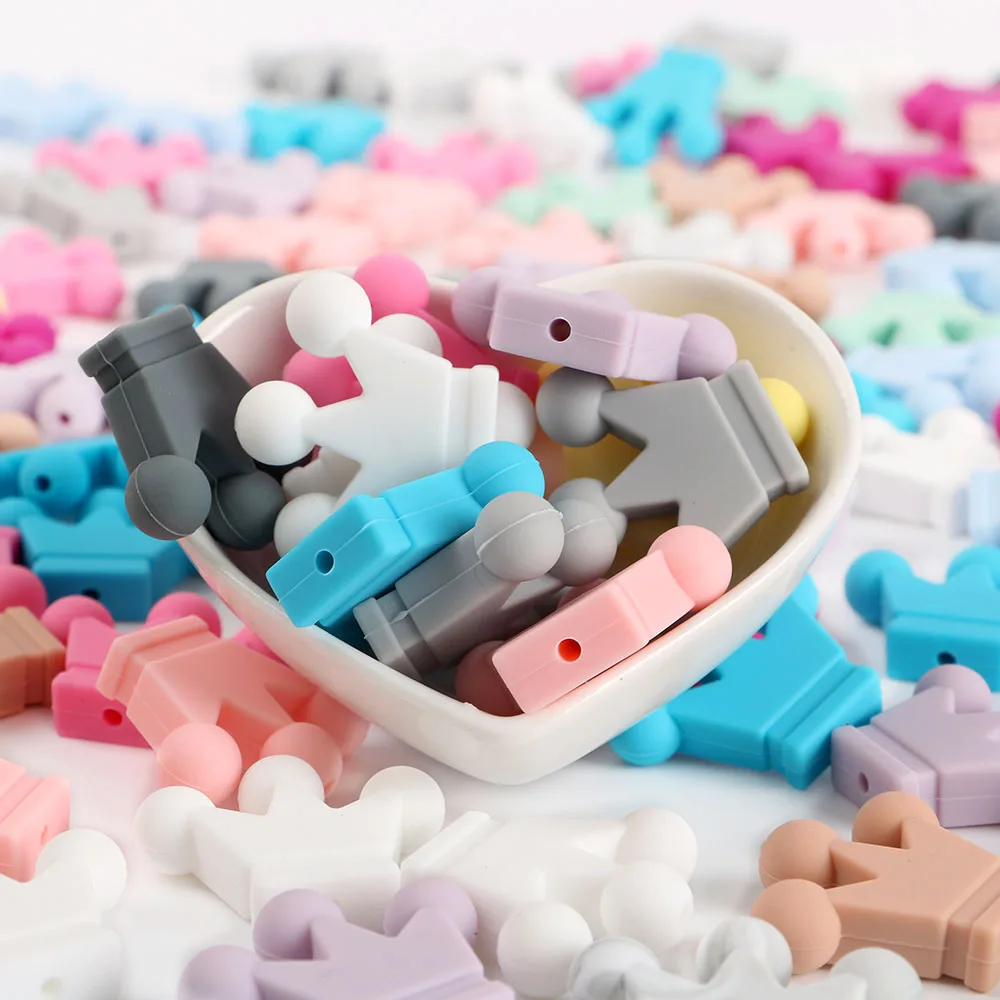 Mini Silicone Beads Bow Crown Leaf Flower For Jewelry Making DIY Pacifier Chain Bracelet Accessories 10Pcs/lot silicon beads