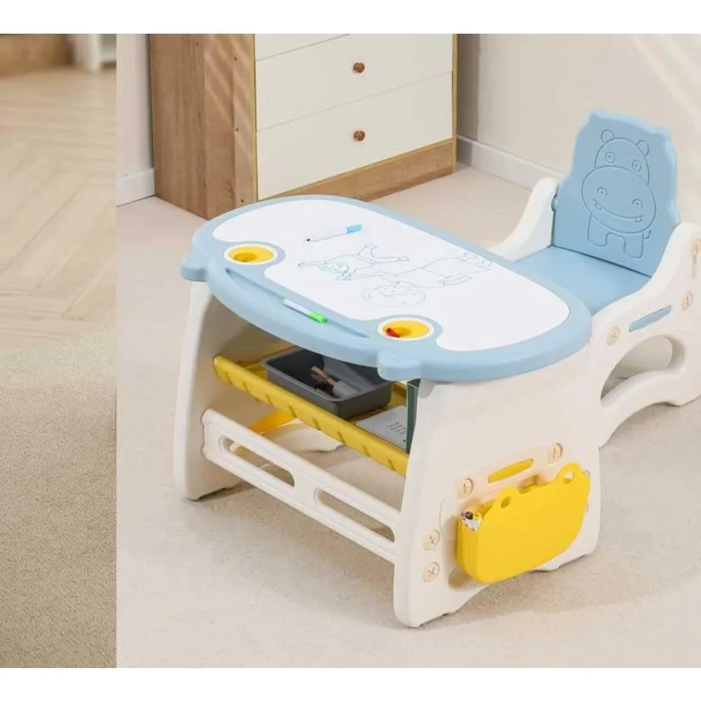 Kids Table and Chair Set The Table Can Be Graffiti and The Height Can Be Raised Lowered for Children Age 2-10