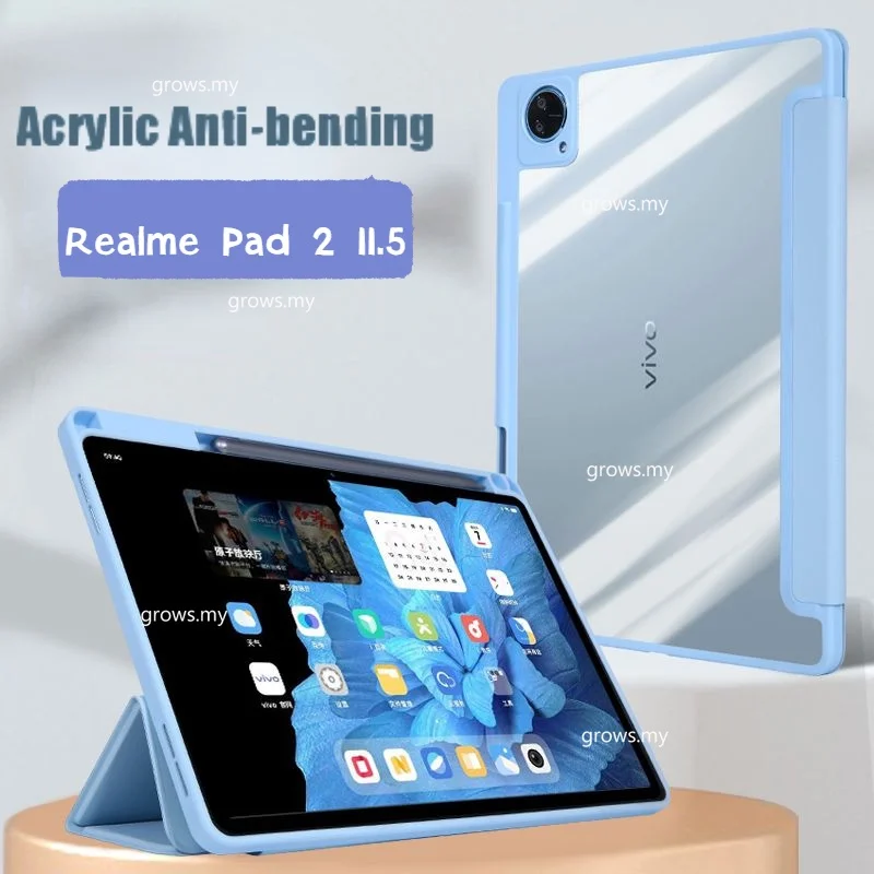 

Acrylic Clear Tablet Case For Realme Pad 2 Case 11.5 inch 2023 Pad2 Cover With Pen Slot