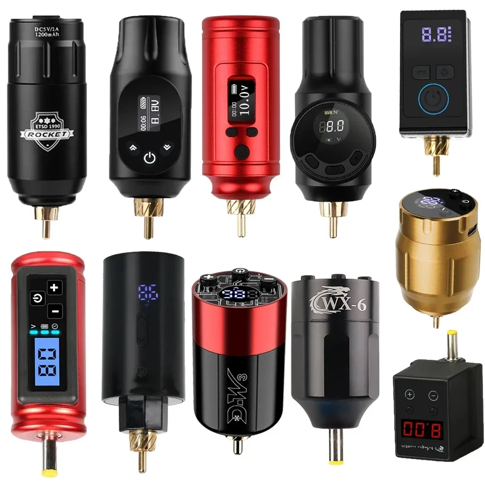★タトゥーマシン用　ＲＣＡワイヤレス小型電源・LED残量表示ペンマシン等★3 RCA/DC Jack Digital Tattoo Power Supply For Rotary Tattoo