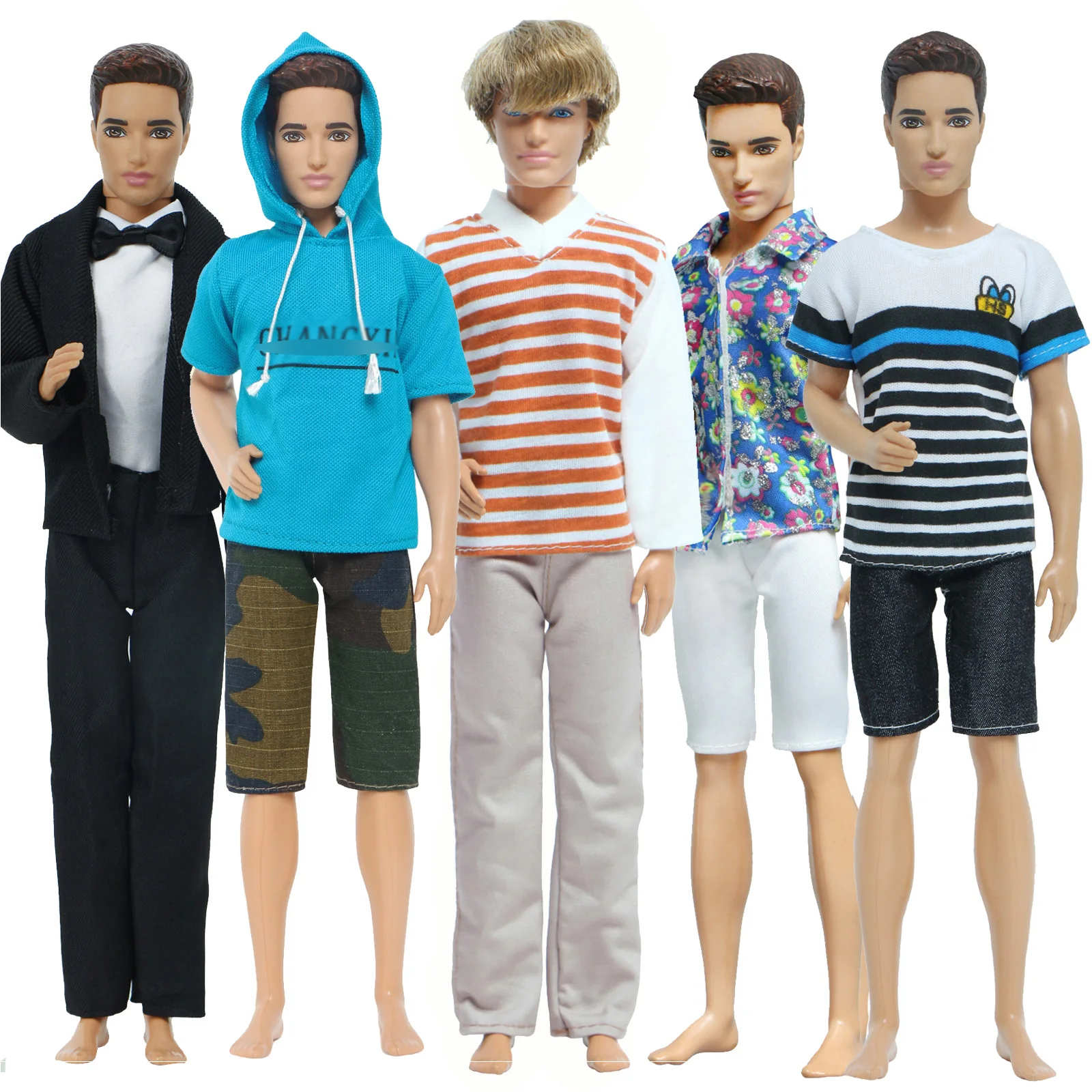 5 Set/pack 3 Handmade Men's Doll Outfit Pants T-shirt Casual Daily Wear 2  Chaussures Pantoufles Vêtements pour Barbie Doll Ken Accessoires