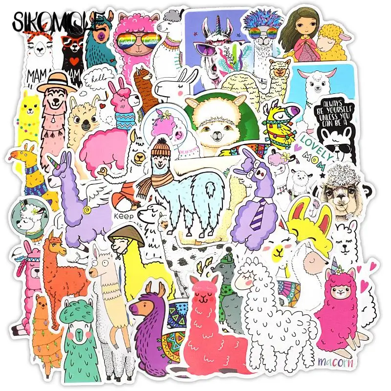 Pegatinas de animales de oveja y Camel para niños, calcomanía de dibujos animados Kawaii, Llama Alpaca, 10/30/50 piezas, recompensa, álbum de recortes, bicicleta, coche, F5