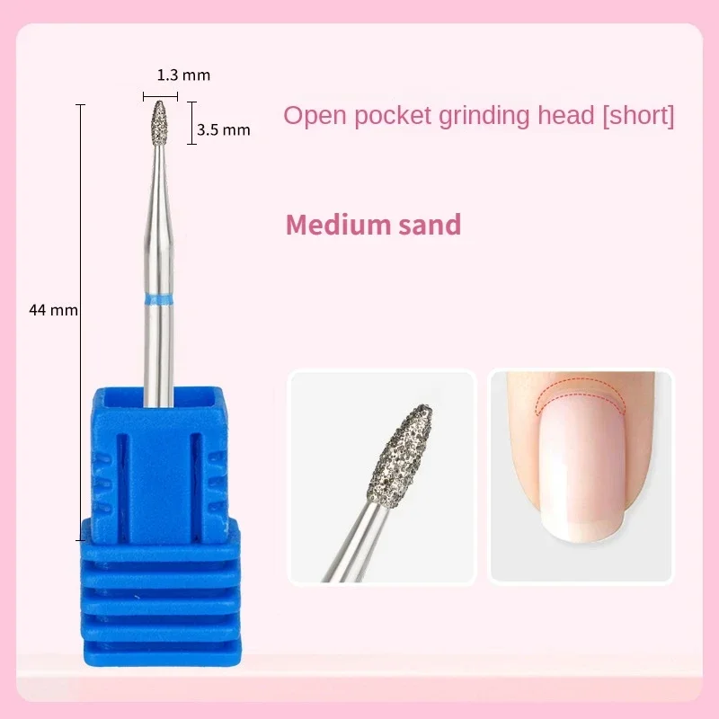 Description Picture 5 of itemFine Diamond Nail Drill Bits Flame Shape Russian Mills Cuticle Clean Burr Electric Manicure Drills Nails Accessories
