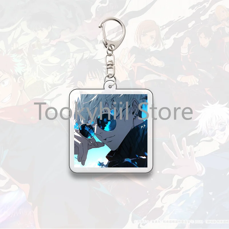 Gojo Satoru Quadratischer Schlüsselanhänger Freund Exquisiter Rucksack Anime Figur Dekorieren Anhänger Cartoon Itadori Yuji Sammeln Sie Zubehör – Detail 4