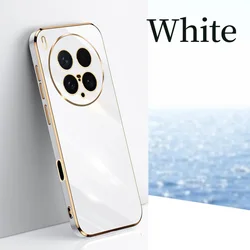 Electroplated Gold Border Soft Silicone Phone Case - Vivo X90s (White)