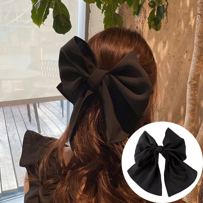 Levao Big Large Satin Bow Hair Clip For Women Girls Long Ribbon Hairpins  Solid Color Barrettes Hairgrip Bow Hair Accessories - Hair Clip - AliExpress