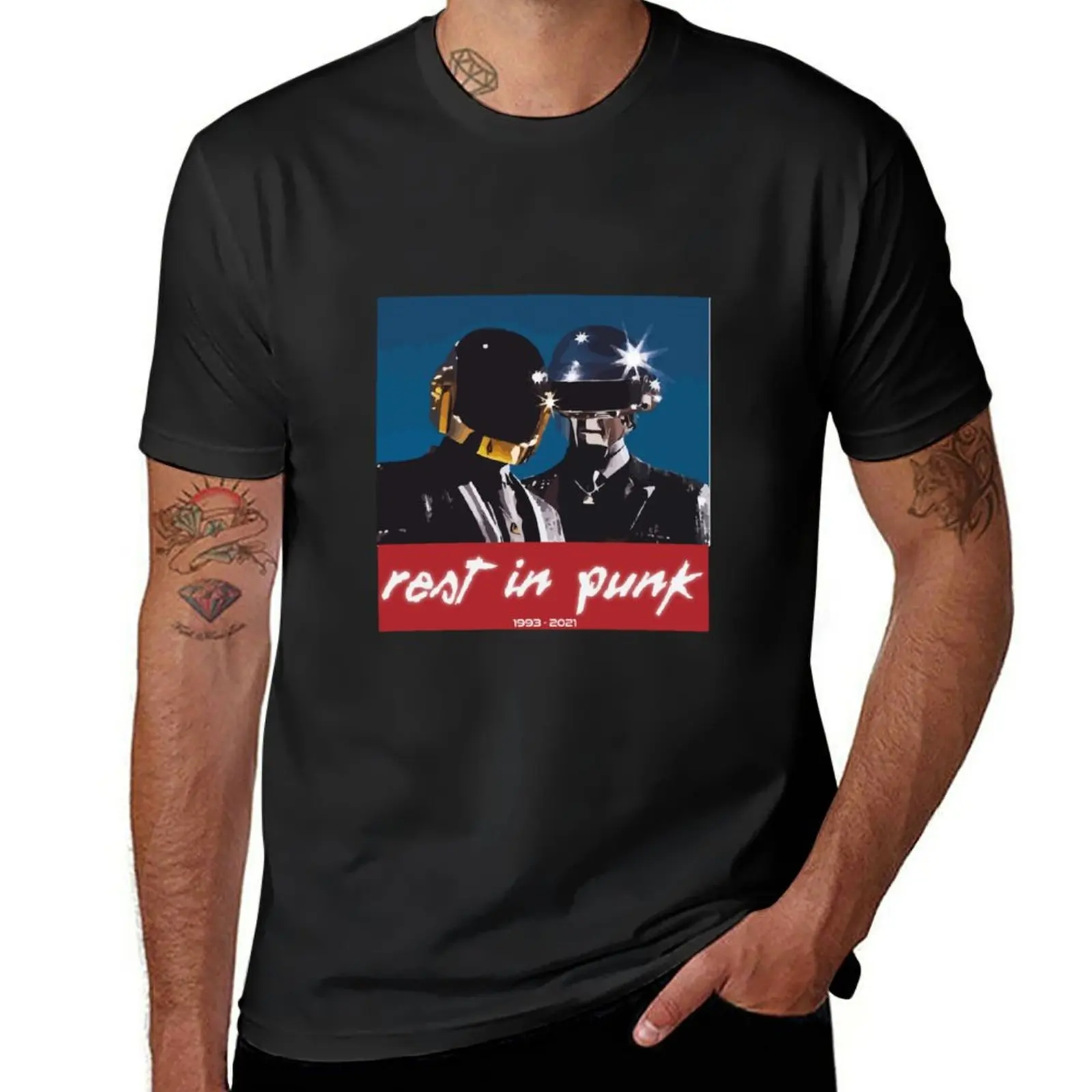 

New Rest in Punk- Daftpunk Sticker T-Shirt summer top aesthetic clothes oversized t shirt men