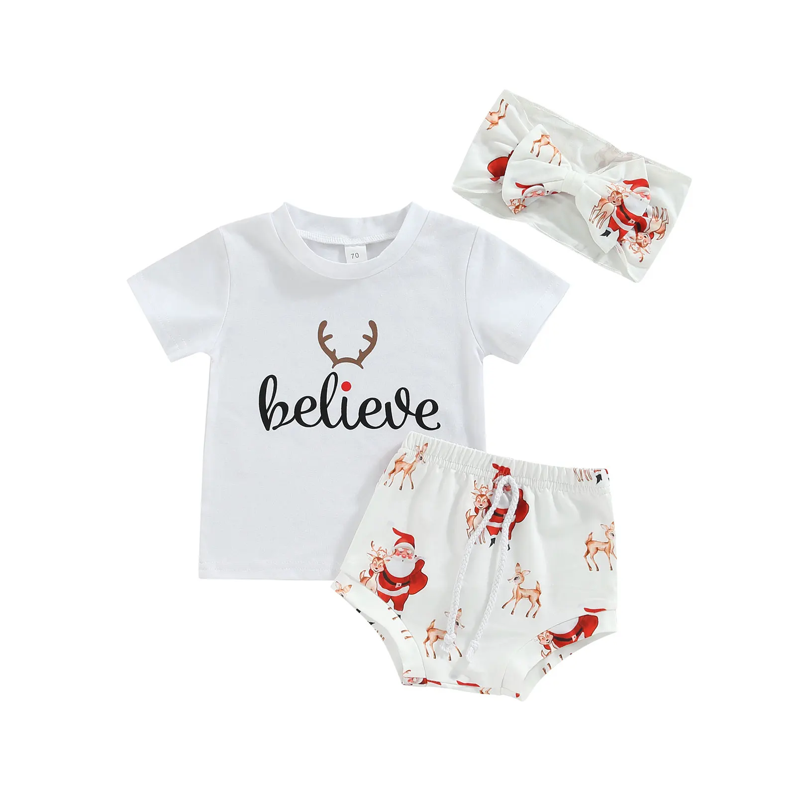 Infant Baby Girl Summer Clothes Set, Letter Print Short Sleeve Round
