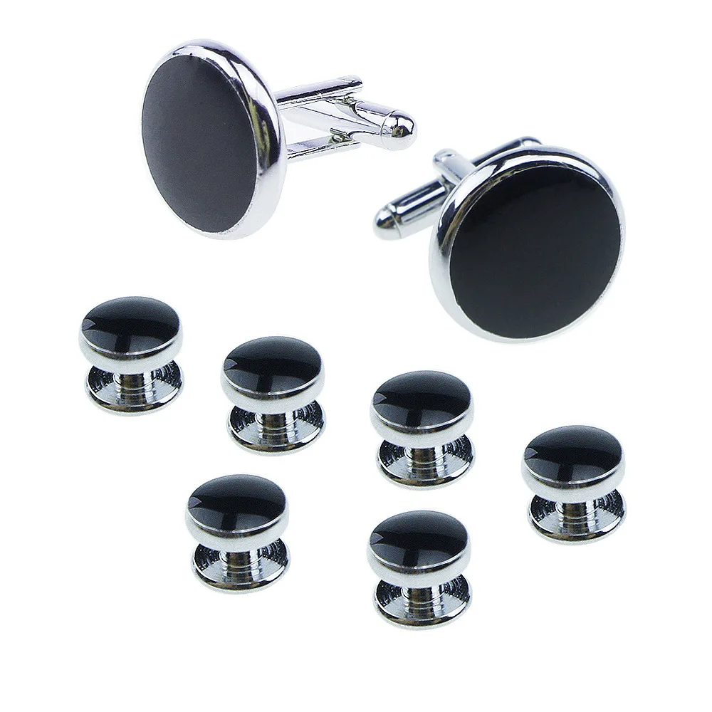 

8pc Set Of Cufflinks Men Luxury Brand Fashion 12 Style Round Plated Cufflinks Arm Buttons For Men Shirts Business Gift With Box