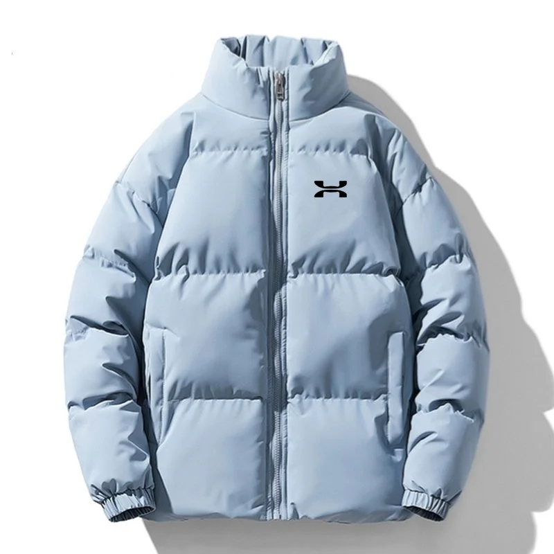 Men's new winter trend brand thickened cold-proof bread warm retro stand-up collar solid color cotton jacket