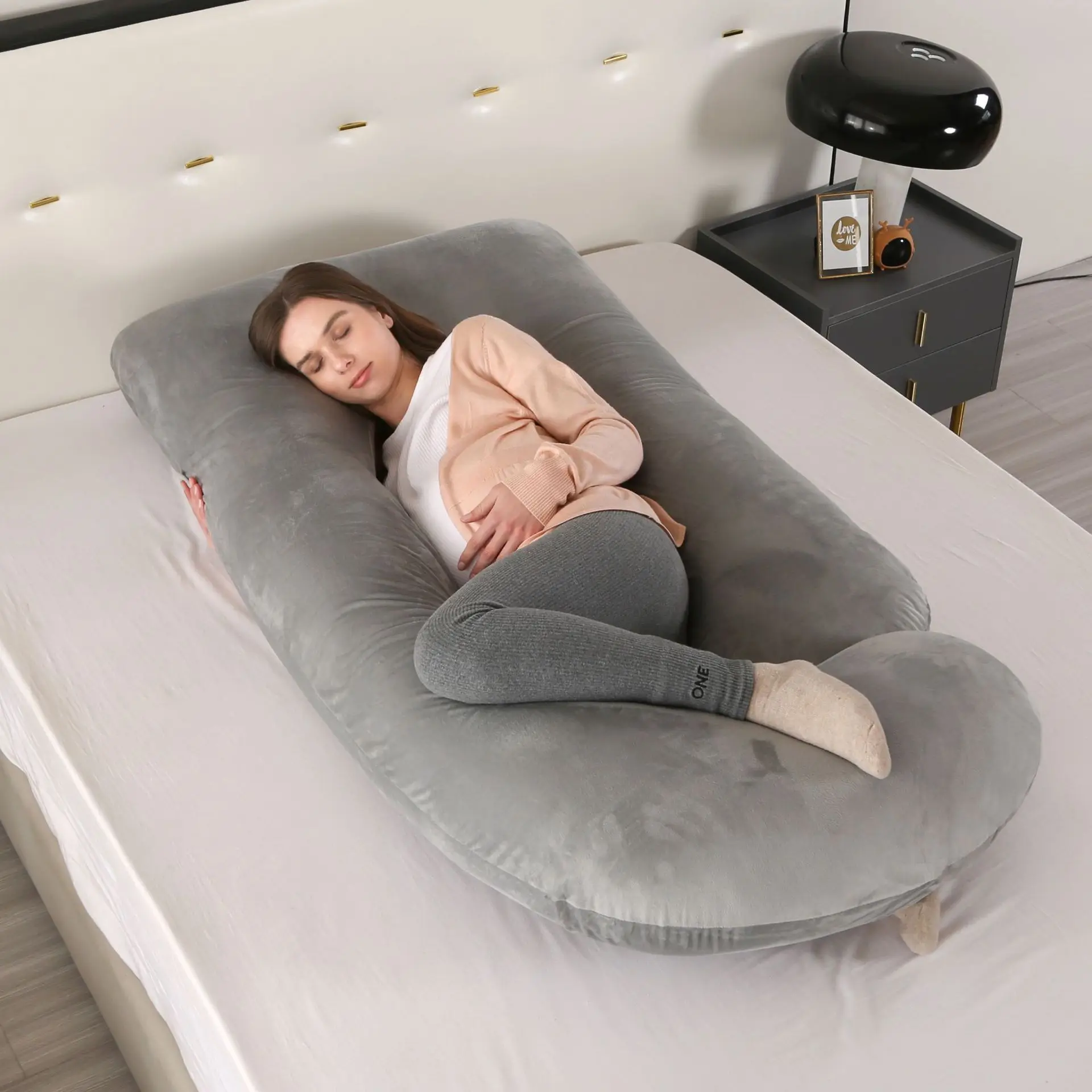 Pregnant women's detachable crystal velvet G-type side lying waist protection pillow