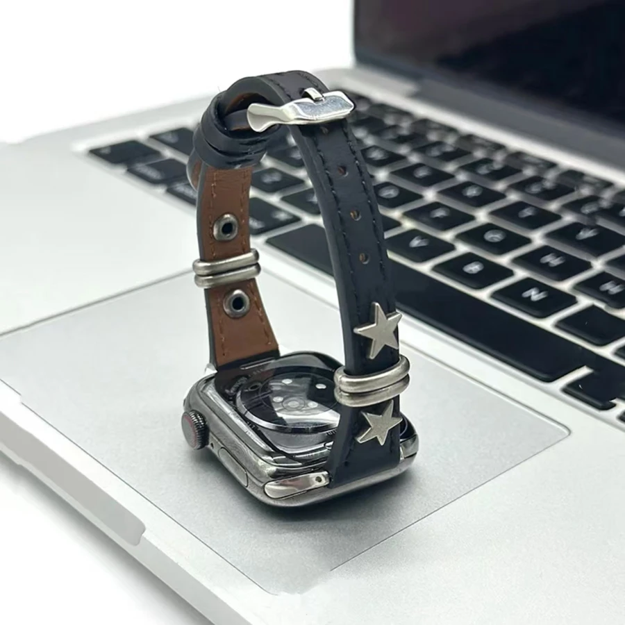 Leder-Schlaufenarmband für Apple Watch Damen Star 11/10/9/8/7/6/5/4/3/2/1 SE 38mm 40mm 41mm 42mm 44mm 45mm 46mm 49mm Armband