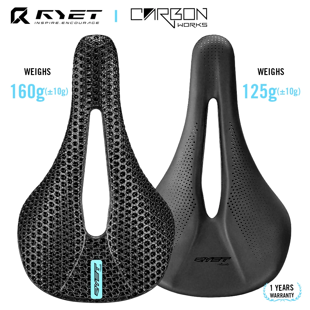 RYET Carbon Fiber 3D Printed Bike Saddle Super Light Road MTB Mountain Racing Seating Bicycle Seat Cushion Cycling Accessories bicycle saddle bicycle seat cushion bike riding cushion