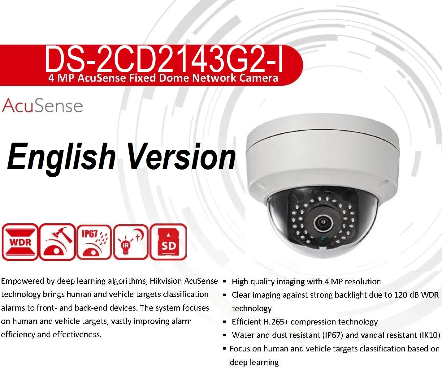 

DS-2CD2143G2-I Международная английская версия 4MP IR купольная IP-камера без аудио поддержка PoE IR 30M EZVIZ Hik-Connect ONVIF обновление