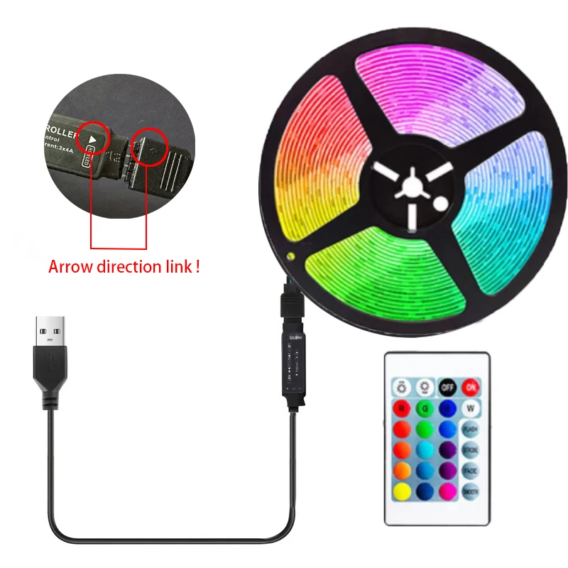 รูปสินค้า สายไฟ LED 2 เมตร 60 ดวง ควบคุมด้วยรีโมทคอนโทรล 24 ปุ่ม ปรับสีได้หลากหลาย ตกแต่งบ้าน