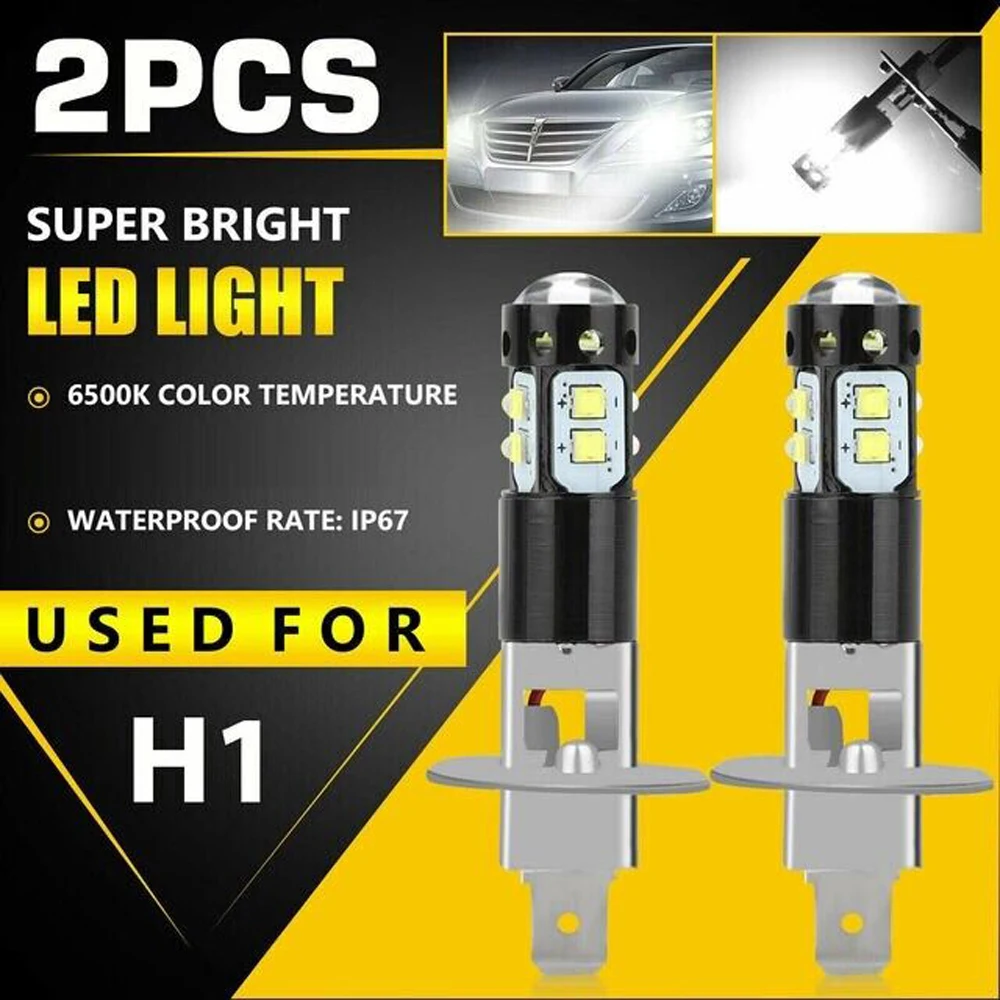 

2Pcs H1 H3 LED Car Headlight Bulbs 6000K Super Bright Car High Low Beam Motorcycle Headlights Auto Light Car Accessories