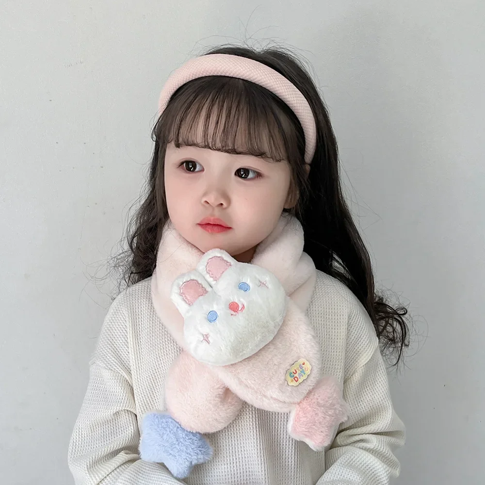 Children's Scarf Cute Cartoon Plush Scarf Winter Warm Thicken Baby Boys Girls Windproof Neck Protection Scarves