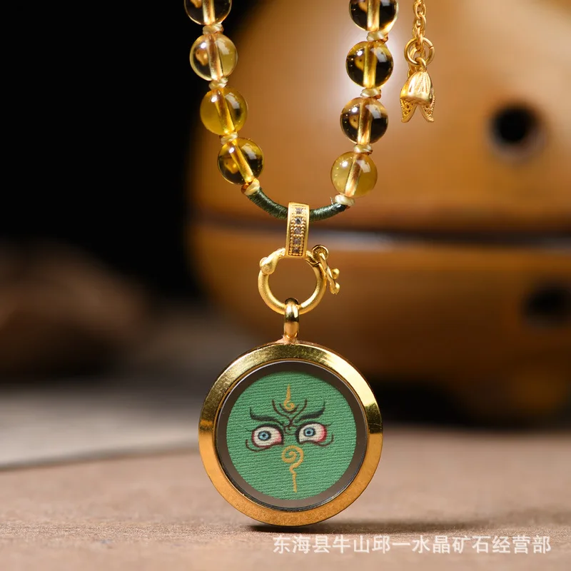 손으로 짠 자킬람 황수정 펜던트 로프, Thangka 남녀공용, 랜야드 태국 부적 로프, 티베트 민족 스타일