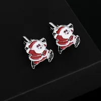 Creative Alloy Santa Claus Design Cufflinks Tie Clip Set for Men's Personalized Christmas Holiday Gift New Year Shirt Ornament 3