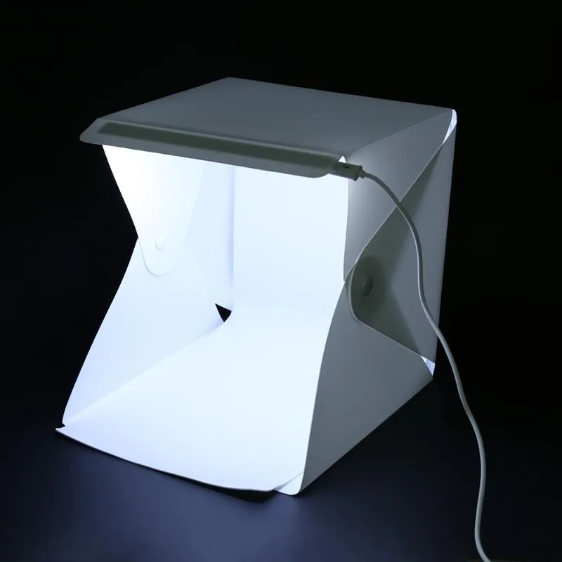 20cmMini Portable Photography Lighting Tent Kit White Foldable Shooting Softbox with 1x20 Lights+5Backdrops for Product Display photo studio light tent