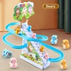 Electric Duck Track Rail Racing Slide Piggy Climbing Stairs Baby Toy LED Lights Musical Slide Roller Coaster Toys for Gift 5